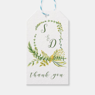 Watercolor Crest Greenery Gift Tags