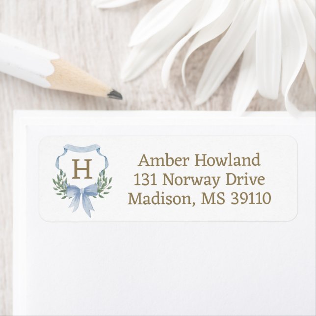 Watercolor Crest with Monogram Address Labels (Insitu)