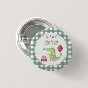 Watercolor Crocodile 1st birthday 1 Inch Round Button