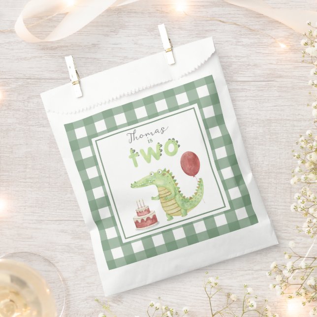 Watercolor Crocodile 2nd birthday Favour Bag (Clipped)