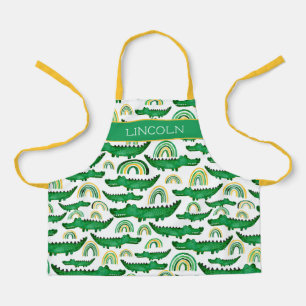 Watercolor Crocodile Alligator Rainbow Personalize Apron