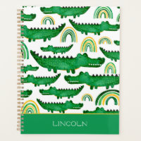 Watercolor Crocodile Alligator Rainbow Personalize