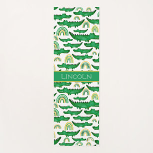 Watercolor Crocodile Alligator Rainbow Personalize Yoga Mat