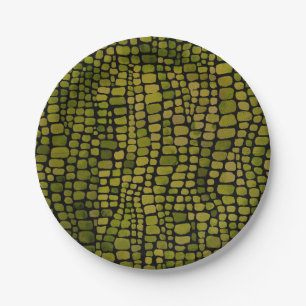 Watercolor Crocodile Print Paper Plate