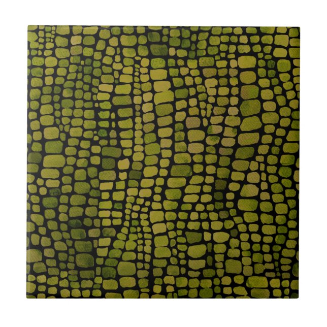 Watercolor Crocodile Print Tile (Front)