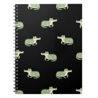 Watercolor Crocodiles on Black Notebook