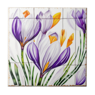 watercolor Crocus Nouveau Tile