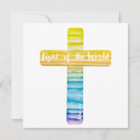 Watercolor Cross Baptism Invitations Religious 