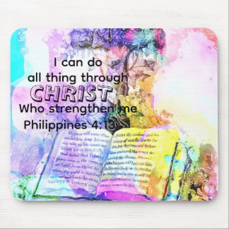 Watercolor cross bible verse Christian  Mouse Pad
