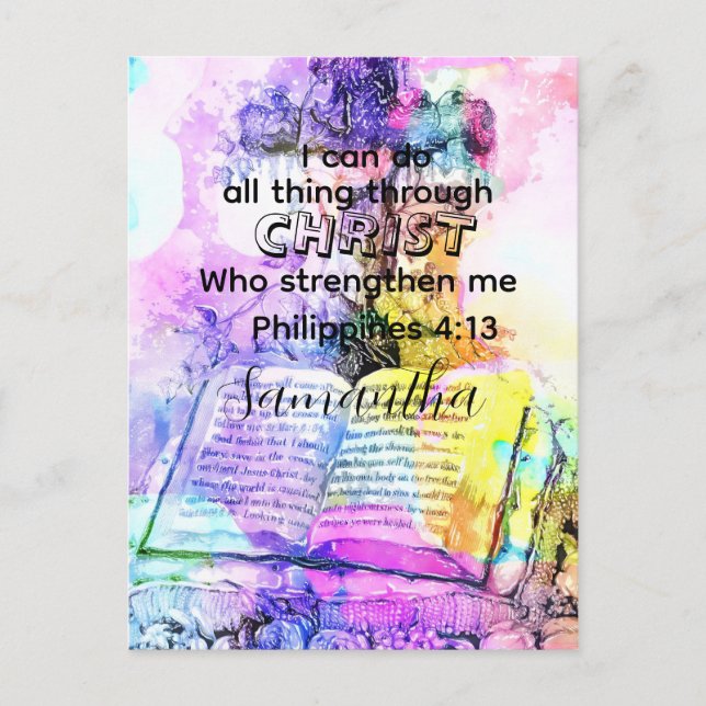 Watercolor cross bible verse Christian  Postcard (Front)