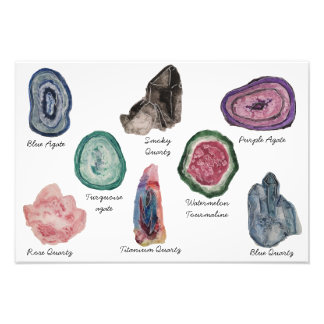 Watercolor Crystal Chart Print