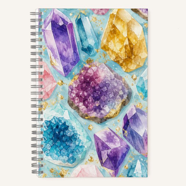 Watercolor Crystal Gemstone Notebook (Front)