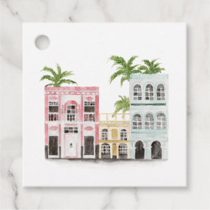 Watercolor Cuba Destination Favour Tags