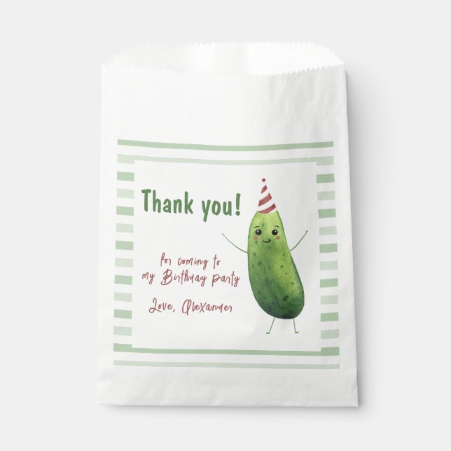 Watercolor Cucumber Big Dill Birthday Thank you Favour Bag (Front)
