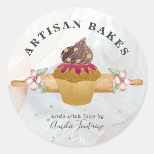 Watercolor Cupcake Bakery Pastry Chef Classic Round Sticker