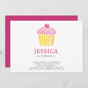 Watercolor Cupcake Birthday Invitation
