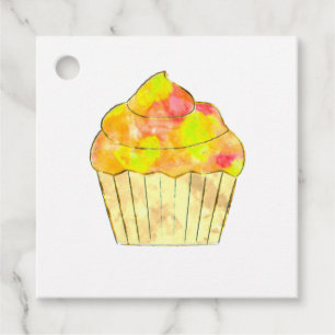 Watercolor Cupcake Painting Favour Tags