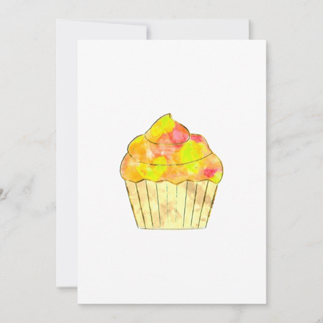 Watercolor Cupcake Painting Invitation (Front)