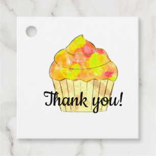 Watercolor Cupcake Painting Thank You Favour Tags