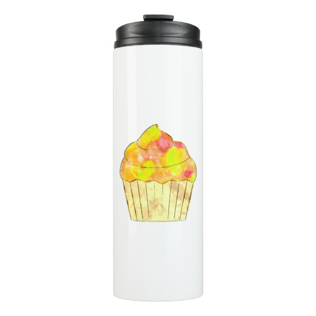 Watercolor Cupcake Painting Thermal Tumbler (Front)