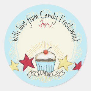 watercolor cupcake stars Christmas personalized Classic Round Sticker