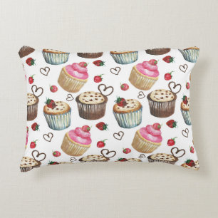 Watercolor cupcakes accent pillow