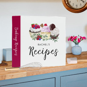 Watercolor Cupcakes Baking Recipes Personalized  Binder