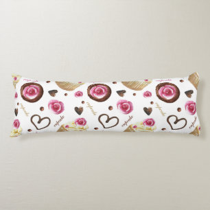 Watercolor cupcakes body pillow