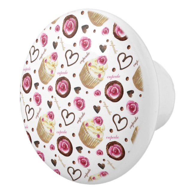 Watercolor cupcakes ceramic knob (Right)