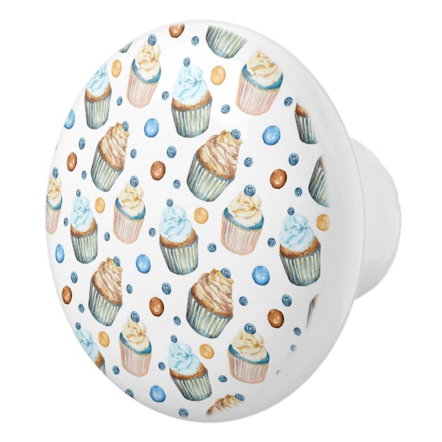 Watercolor cupcakes ceramic knob (Right)