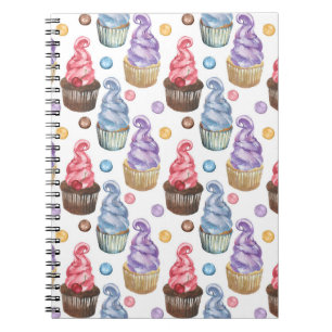 Watercolor cupcakes colourful notebook