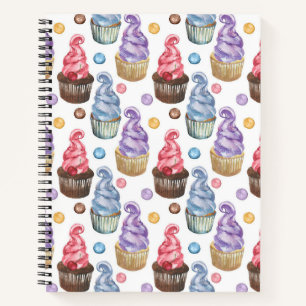 Watercolor cupcakes colourful notebook