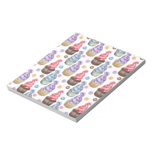 Watercolor cupcakes colourful notepad