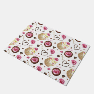 Watercolor cupcakes doormat