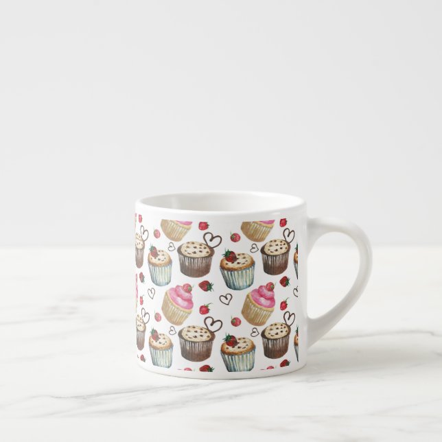 Watercolor cupcakes espresso cup (Right)