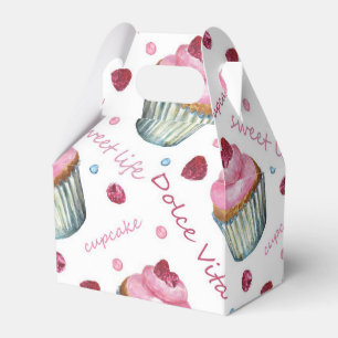 Watercolor cupcakes favor box
