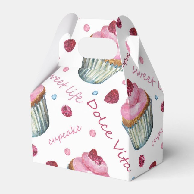 Watercolor cupcakes favor box (Front Side)