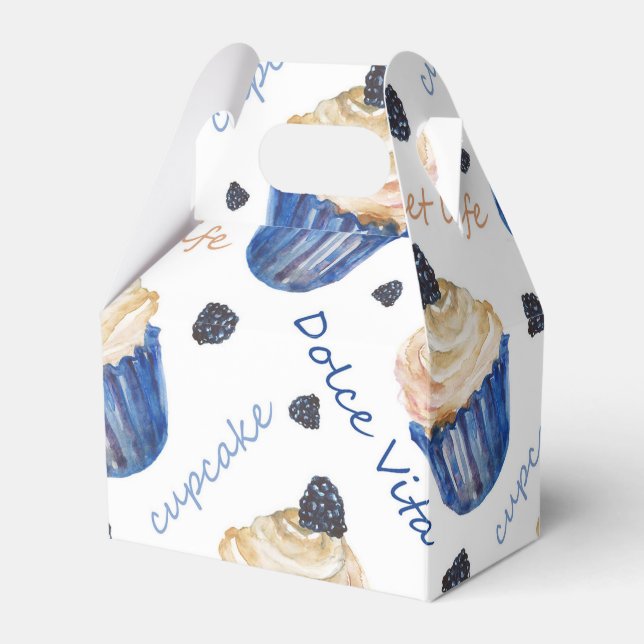 Watercolor cupcakes favor box (Front Side)