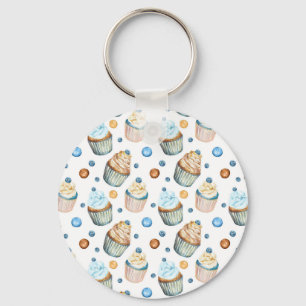 Watercolor cupcakes keychain