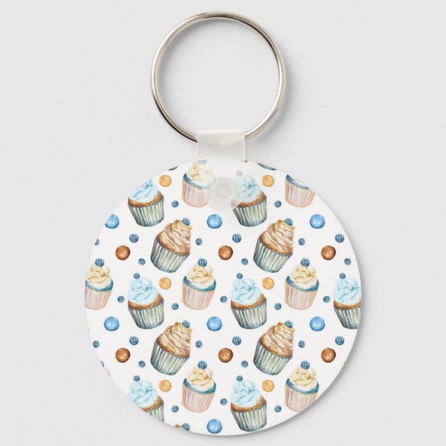 Watercolor cupcakes keychain (Front)
