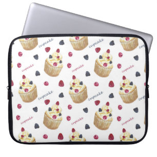 Watercolor cupcakes laptop sleeve