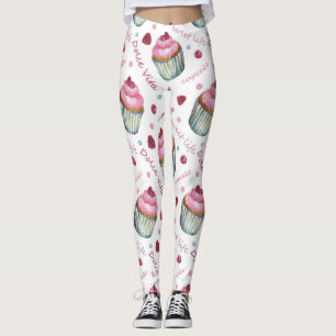Watercolor cupcakes leggings