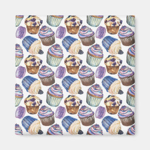 Watercolor cupcakes magnet