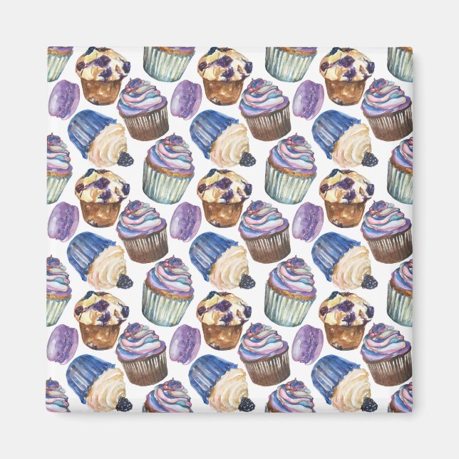 Watercolor cupcakes magnet (Front)