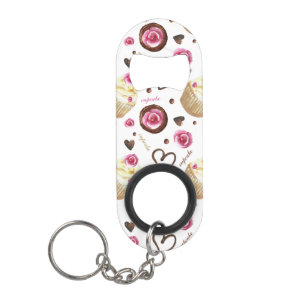 Watercolor cupcakes mini bottle opener