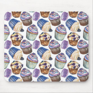 Watercolor cupcakes mouse pad