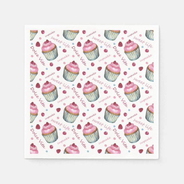 Watercolor cupcakes napkin (Front)