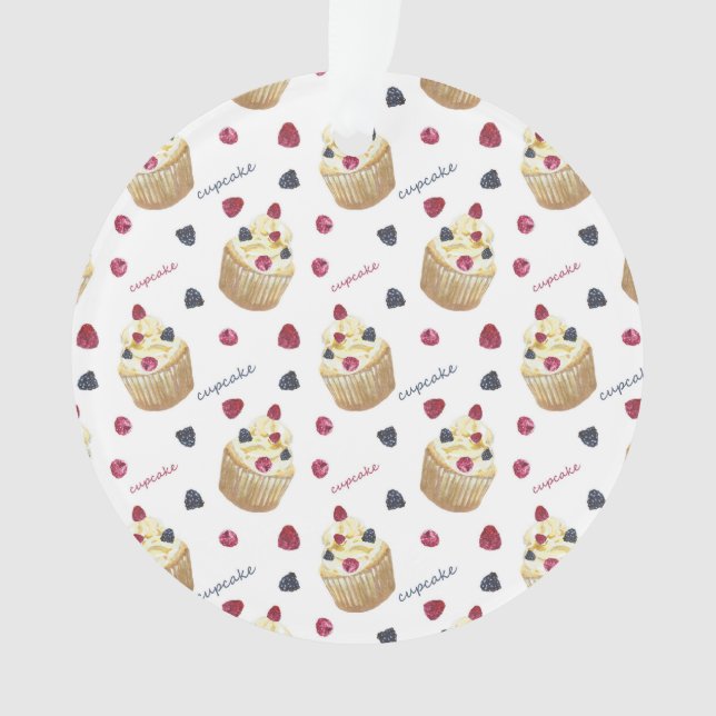 Watercolor cupcakes ornament (Front)