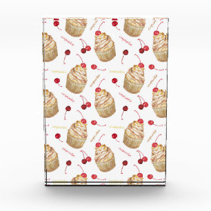 Watercolor cupcakes photo block