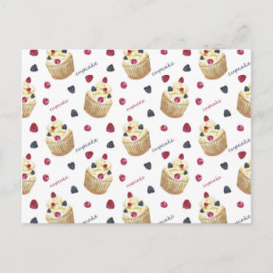 Watercolor cupcakes postcard